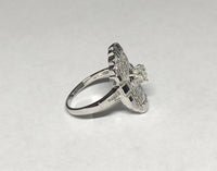 Vintage NOS 14KT White Gold 0.35 Carat Old Mine Cut Diamond Filigree Ladies Ring