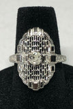 Vintage NOS 14KT White Gold 0.35 Carat Old Mine Cut Diamond Filigree Ladies Ring