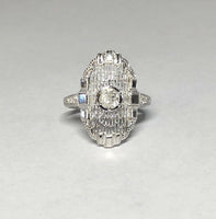 Vintage NOS 14KT White Gold 0.35 Carat Old Mine Cut Diamond Filigree Ladies Ring