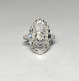 Vintage NOS 14KT White Gold 0.35 Carat Old Mine Cut Diamond Filigree Ladies Ring