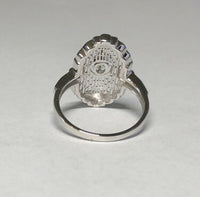 Vintage NOS 14KT White Gold 0.33 Carat Oval Diamond Filigree Ladies Ring