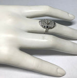 Vintage NOS 14KT White Gold 0.33 Carat Oval Diamond Filigree Ladies Ring