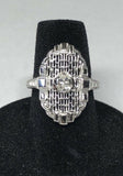 Vintage NOS 14KT White Gold 0.33 Carat Oval Diamond Filigree Ladies Ring