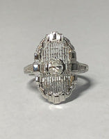 Vintage NOS 14KT White Gold 0.33 Carat Oval Diamond Filigree Ladies Ring