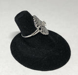 Vintage NOS 14KT White Gold 0.22 Carat Old European Cut Diamond Filigree Ladies Ring