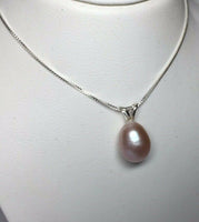 Sterling Silver 925 Genuine Pink Cultured Freshwater 8mm Pearl Necklace