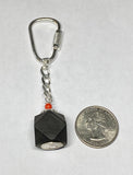 Sterling Silver Genuine Azabache Jet Our Lady of Charity "Caridad del Cobre" Curb Link Key Chain