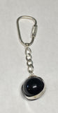 Sterling Silver 19mm Round Black Onyx Bead Spinner Charm & Curb Link Key Chain