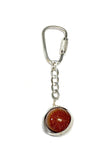 Sterling Silver 18mm Round Brown Goldstone "Venturina" Bead Spinner Charm & Curb Link Key Chain