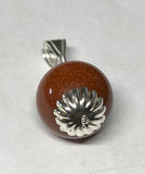 Sterling Silver 18mm Brown Goldstone "Venturina" Charm