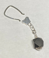 Sterling Silver & Genuine 16mm Azabache Jet 4" Key Chain