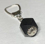 Sterling Silver & Genuine 16mm Azabache Jet 4" Key Chain