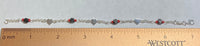 Sterling Silver Genuine Azabache Jet & Coral Heart Charms Rolo Link 7" Bracelet