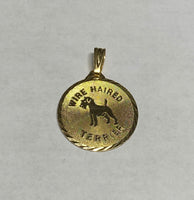 Gold Plated Wire Haired Terrier Medal Pendant