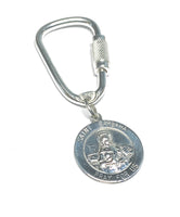 Sterling Silver 18mm Round Saint Barbara Pray For Us Medal Key Chain