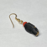 Vintage 1960's New Old Stock 14K Yellow Gold Filled Blackamoor Dangle Earrings with Slipless Ear Wires