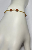 14 Karat Yellow Gold 6mm Venturina Goldstone Curb Link 7" Bracelet