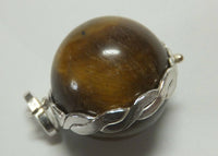 Vintage 1970's Sterling Silver 16mm Tiger's Eye Spinner Pendant