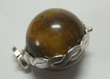 Vintage 1970's Sterling Silver 16mm Tiger's Eye Spinner Pendant