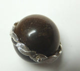 Vintage 1970's Sterling Silver 16mm Tiger's Eye Spinner Pendant