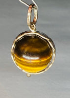 Vintage 1970's Sterling Silver 14mm Tiger's Eye Spinner Pendant