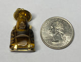 Vintage Gold Filled Tiger's Eye Buddha Pendant with Ruby Gemstone