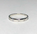 Vintage New Old Stock Sterling Silver Gypsy Set Genuine 1/10 ctw Single-cut Diamond Ladies Band Stackable Ring