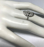 Vintage NOS 14KT White Gold 0.35 Carat Old Mine Cut Diamond Filigree Ladies Ring