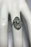 Vintage NOS 14KT White Gold 0.35 Carat Old Mine Cut Diamond Filigree Ladies Ring