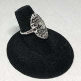 Vintage NOS 14KT White Gold 0.33 Carat Oval Diamond Filigree Ladies Ring