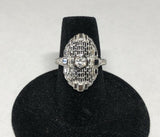 Vintage NOS 14KT White Gold 0.22 Carat Old European Cut Diamond Filigree Ladies Ring