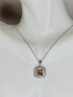 Vintage NOS 1980's Sterling Silver Genuine 0.52 Carat TW White & Champagne Diamond Pendant w/Chain