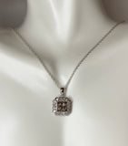 Vintage NOS 1980's Sterling Silver Genuine 0.52 Carat TW White & Champagne Diamond Pendant w/Chain