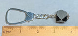 Sterling Silver & Genuine 16mm Azabache Jet 4" Key Chain