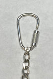 Sterling Silver & Genuine 16mm Azabache Jet and Coral Bead 3.5" Key Chain