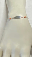 Sterling Silver & Genuine Coral Children's ID Bracelet