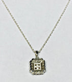 Vintage NOS 1980's Sterling Silver Genuine 0.52 Carat TW White & Champagne Diamond Pendant w/Chain