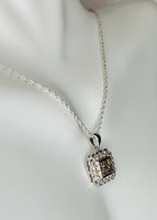 Vintage NOS 1980's Sterling Silver Genuine 0.52 Carat TW White & Champagne Diamond Pendant w/Chain