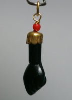 Gold Filled Mano Figa Azabache & Coral Hand Lucky Amulet Pendant