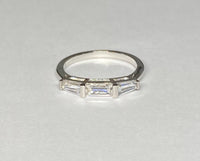 Sterling Silver 925 Straight & Tapered Baguette-cut Cubic Zirconia Ladies 3 Stone Band Ring