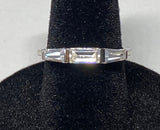 Sterling Silver 925 Straight & Tapered Baguette-cut Cubic Zirconia Ladies 3 Stone Band Ring