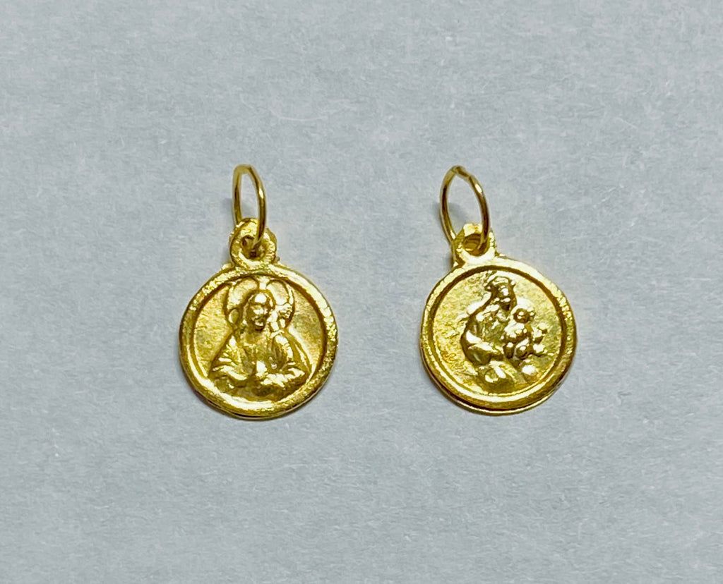14 Karat Yellow Gold Scapular Sacred Heart of Jesus & Our Lady of Moun ...
