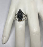 Vintage 1960's New Old Stock Blackamoor Ring in Rhodium-plated Sterling Silver
