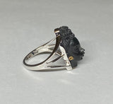 Vintage 1960's New Old Stock Blackamoor Ring in Rhodium-plated Sterling Silver