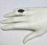 Vintage 1960's New Old Stock Blackamoor Ring in Rhodium-plated Sterling Silver