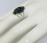 Vintage 1960's New Old Stock Blackamoor Ring in Rhodium-plated Sterling Silver