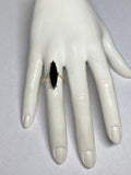 10K Yellow Gold Genuine Marquise-cut Black Onyx Ladies Solitaire Ring