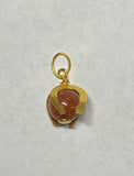 Vintage NOS 1960's 14K Yellow Gold Brown Goldstone "Venturina" Bead Horseshoe Pendant