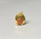 Vintage NOS 1960's 14KT 8mm Brown Goldstone "Venturina" Bead Horseshoe Pendant