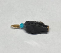 Vintage 1960's New Old Stock 14K Gold Filled Curly Hair Blackamoor & Turquoise Pendant